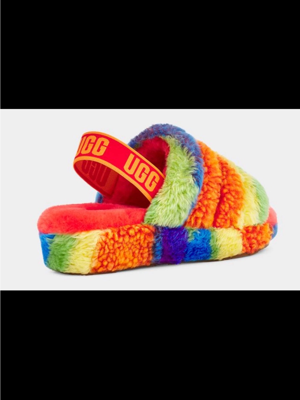 UGG Fluff Yeah Tie-Dye Rainbow Pride Slide Sz 12 - Picture 2 of 15